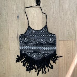 Earthbound Halter Fringe Top